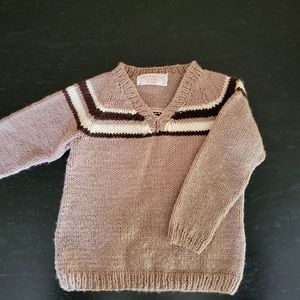 Handmade vintage toddler boys sweater in tan knit 2T